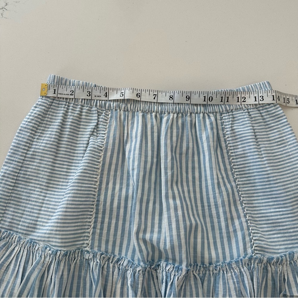 LoveShackFancy Striped Blue Ruffle Mini Skirt - Picture 10 of 11